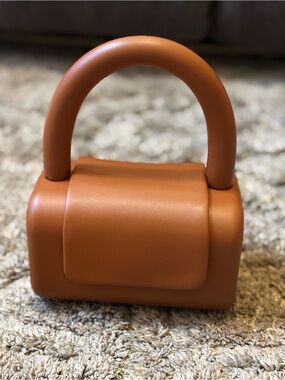 Mini Structured Top-Handle Bag in Cognac